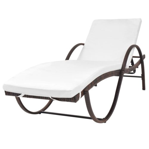 Sun Lounger with Cushion Poly Rattan