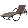 Sun Lounger with Cushion Poly Rattan – Brown