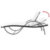 Sun Lounger with Cushion & Table Poly Rattan – Black