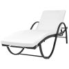 Sun Lounger with Cushion & Table Poly Rattan – Black