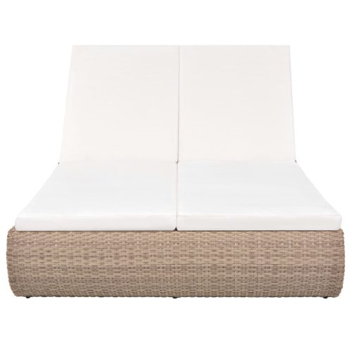 Outdoor Lounge Bed Poly Rattan Beige