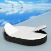 Outdoor Lounge Bed with Cushion Poly Rattan – Black