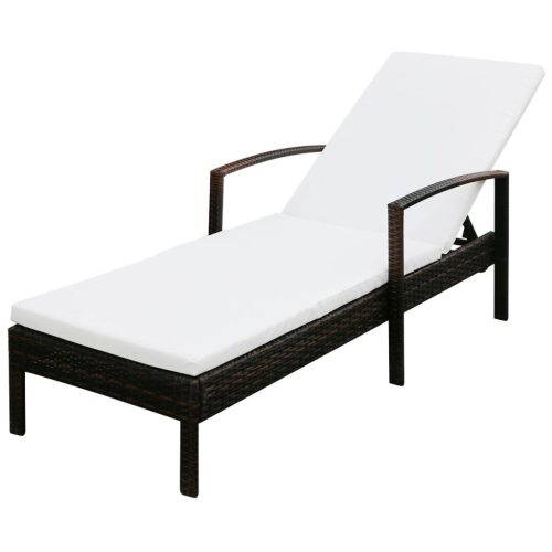 Sun Lounger with Cushion Poly Rattan