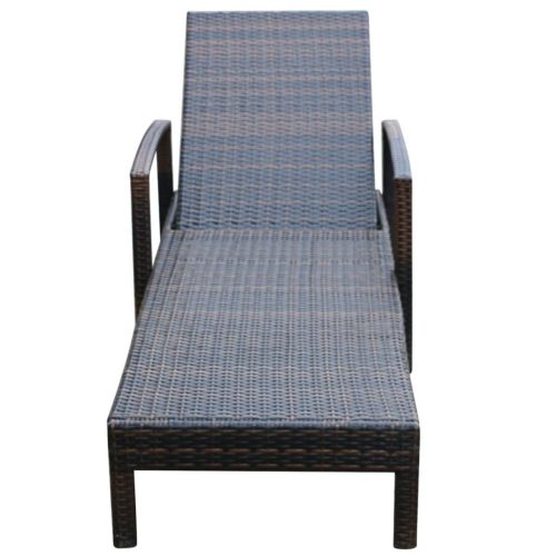 Sun Lounger with Cushion Poly Rattan – Brown