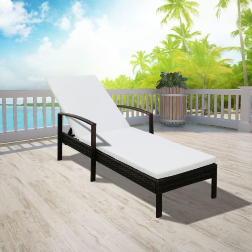 Sun Lounger with Cushion Poly Rattan