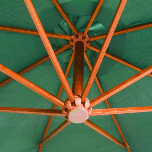 Hanging Parasol 350 cm Wooden Pole – Green