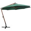 Hanging Parasol 350 cm Wooden Pole – Green