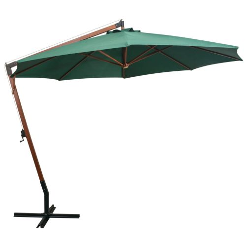 Hanging Parasol 350 cm Wooden Pole – Green