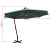 Hanging Parasol 350 cm Wooden Pole – Green