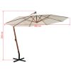 Hanging Parasol 350 cm Wooden Pole – White