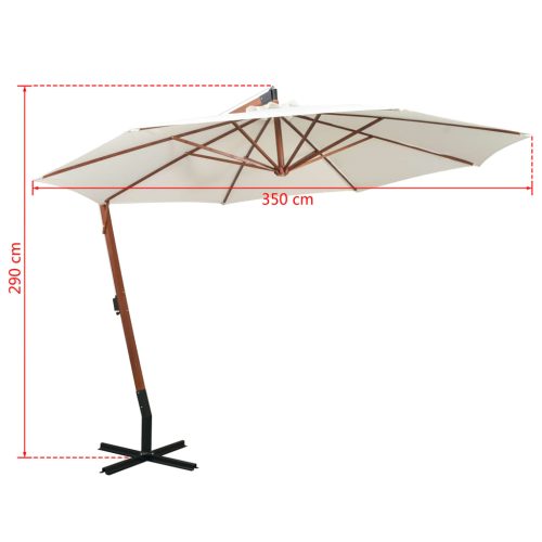 Hanging Parasol 350 cm Wooden Pole – White