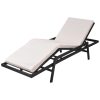 Sun Lounger with Cushion Poly Rattan – Black