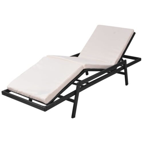 Sun Lounger with Cushion Poly Rattan