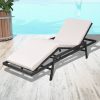 Sun Lounger with Cushion Poly Rattan – Black