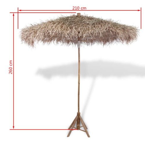 Bamboo Parasol with Banana Leaf Roof 210 cm