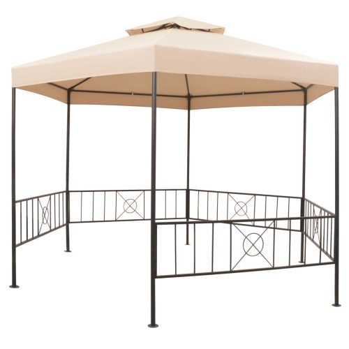 Garden Marquee Gazebo Pavilion Tent Hexagonal 323×265 cm – Beige