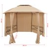 Garden Marquee Pavilion Tent with Curtains Hexagonal 360×265 cm – Beige