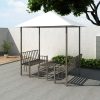 Garden Pavilion with Table and Benches 2.5×1.5×2.4 m – White