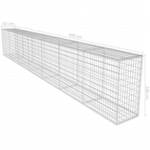 Gabion Wall with Cover Galvanised Steel – 600x50x100 cm