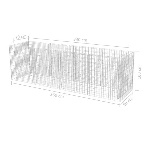 Gabion Raised Bed Steel – 360 x90x100 cm