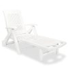 Sun Lounger with Footrest Plastic – White