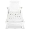 Sun Lounger with Footrest Plastic – White
