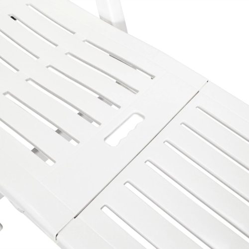 Sun Lounger with Footrest Plastic – White