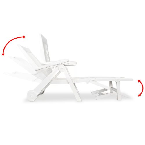 Sun Lounger with Footrest Plastic – White