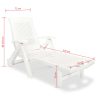 Sun Lounger with Footrest Plastic – White