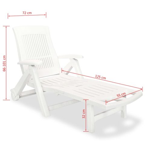Sun Lounger with Footrest Plastic – White