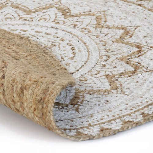 Area Rug Braided Jute Printed Round – 90 cm