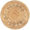 Area Rug Braided Design Jute Round – 90 cm