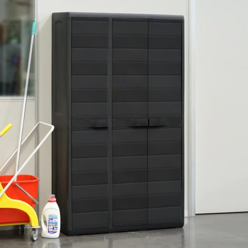 Garden Storage Cabinet with 4 Shelves – 97x38x171 cm, Black