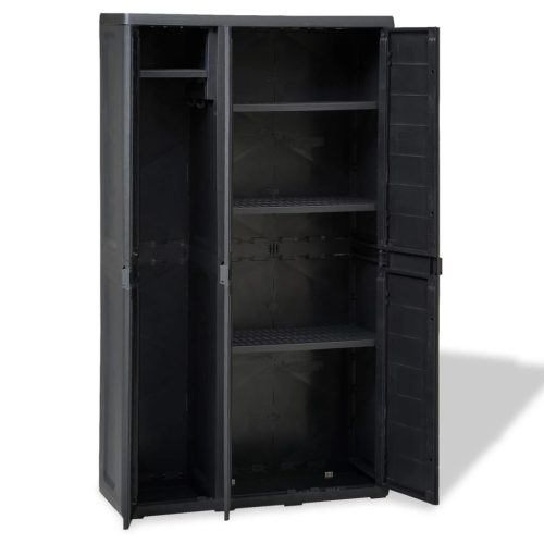 Garden Storage Cabinet with 4 Shelves – 97x38x171 cm, Black