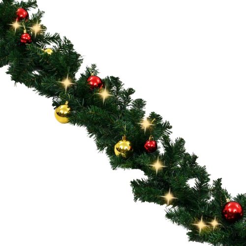 Christmas Garland Decorated with Baubles and LED Lights – 5 M