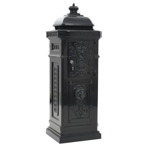 Pillar Letterbox Aluminium Vintage Style Rustproof – Black