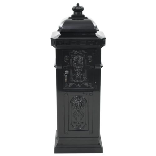 Pillar Letterbox Aluminium Vintage Style Rustproof – Black