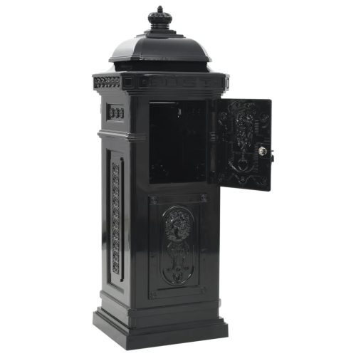 Pillar Letterbox Aluminium Vintage Style Rustproof – Black