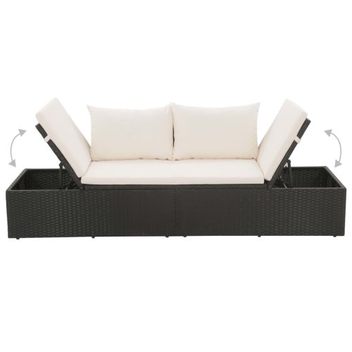 Garden Bed Black 195×60 cm Poly Rattan