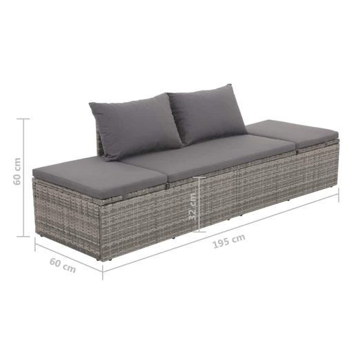 Garden Bed Grey 195×60 cm Poly Rattan