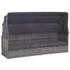 Garden Bed with Canopy Grey 205×62 cm Poly Rattan