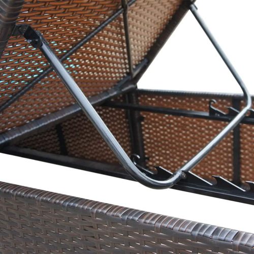 Sun Lounger with Cushion Poly Rattan – Brown and White