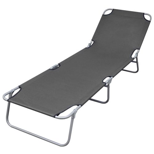 Folding Sun Lounger Powder-coated Steel – Grey