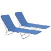 Folding Sun Loungers 2 pcs Steel and Fabric – Dark Blue