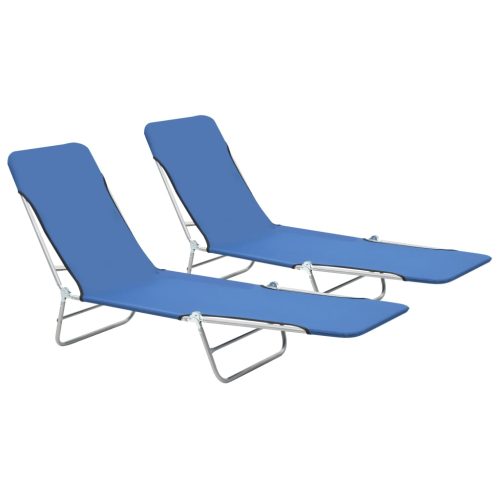 Folding Sun Loungers 2 pcs Steel and Fabric – Dark Blue
