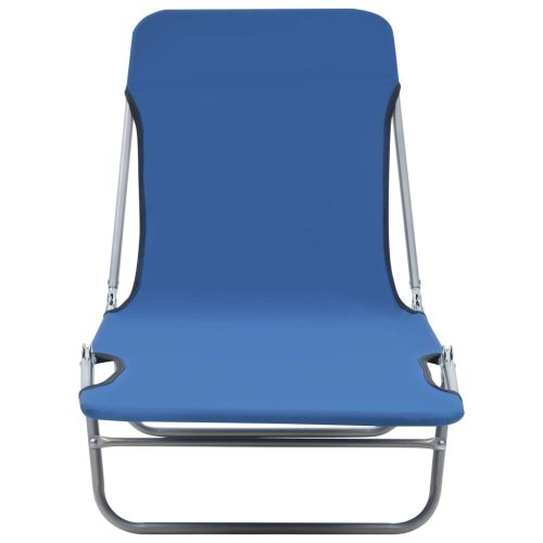 Folding Sun Loungers 2 pcs Steel and Fabric – Dark Blue