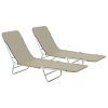 Folding Sun Loungers 2 pcs Steel and Fabric – Taupe