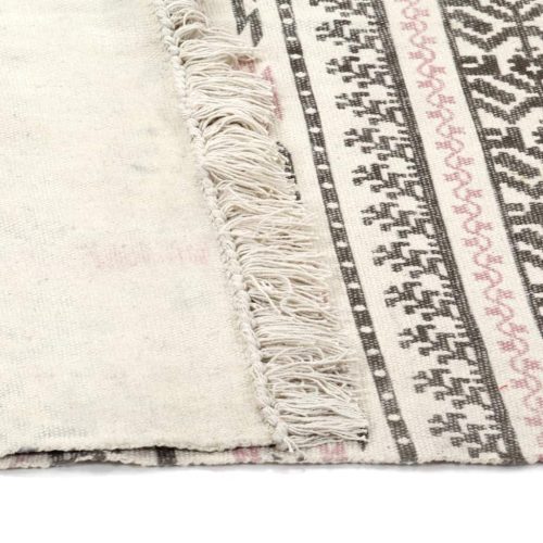 Kilim Rug Cotton with Pattern Grey/Pink – 120×180 cm