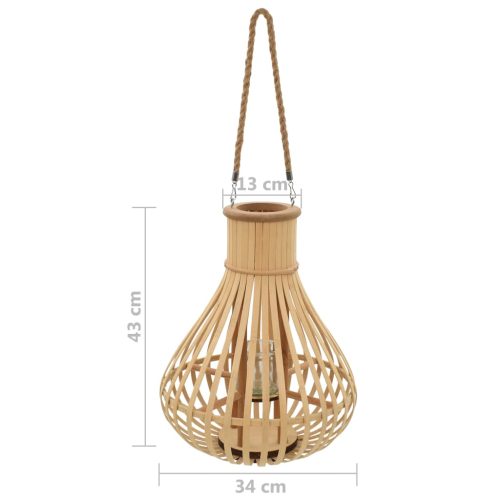 Hanging Candle Lantern Holder Bamboo Natural