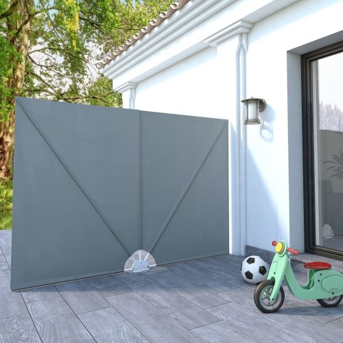 Collapsible Terrace Side Awning Grey – 240×160 cm